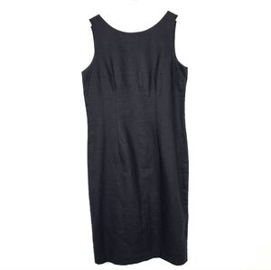 Vintage Susan Bennett Black Sleeveless V-Back Sheath Dress Size 14